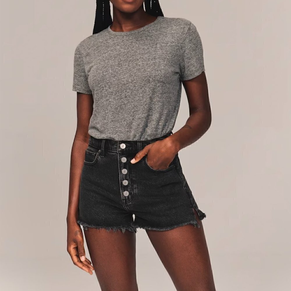 Abercrombie & Fitch High Rise Mom Micro Shorts Sz 25/0